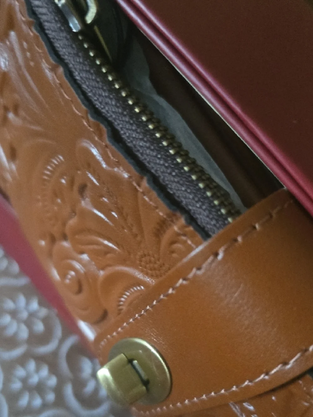Patricia Nash Brown Tooled Leather Wallet with Gold Turn-Lock - Picture 4 of 11